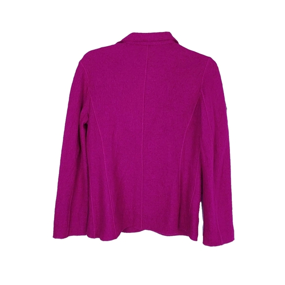 Chicos Wmns S Magenta Wool Button Blazer Jacket - Picture 2 of 5